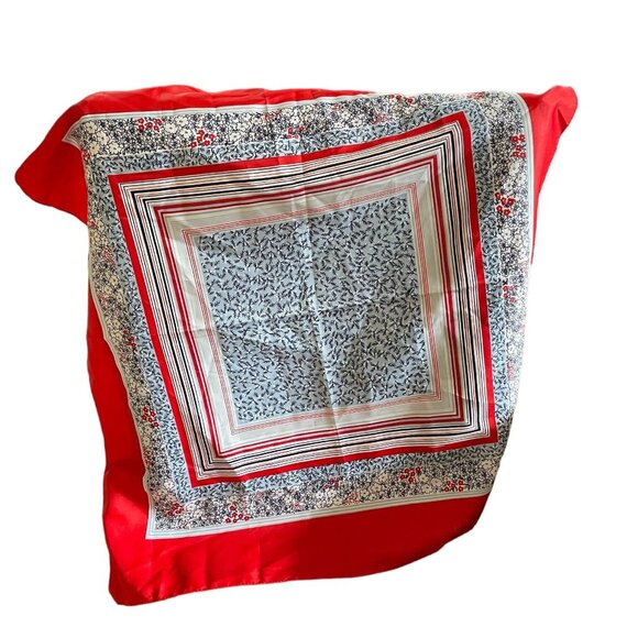 Danson Maxwll Accessories - Vintage Danson Maxwell Red White Blue Floral Square Scarf 70s Retro